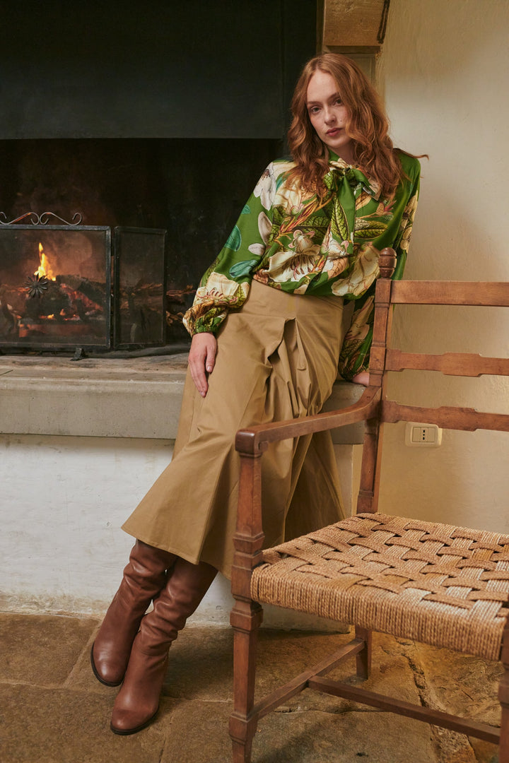 Rhodoleia Green Pussybow Blouse - One Hundred Stars