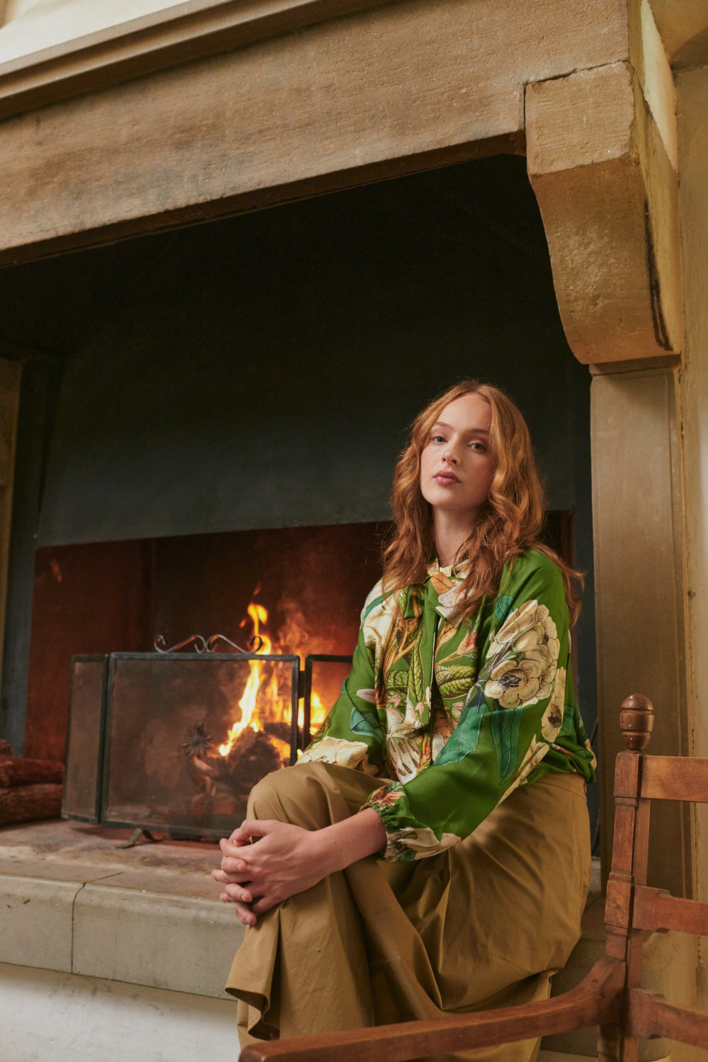 Rhodoleia Green Pussybow Blouse - One Hundred Stars