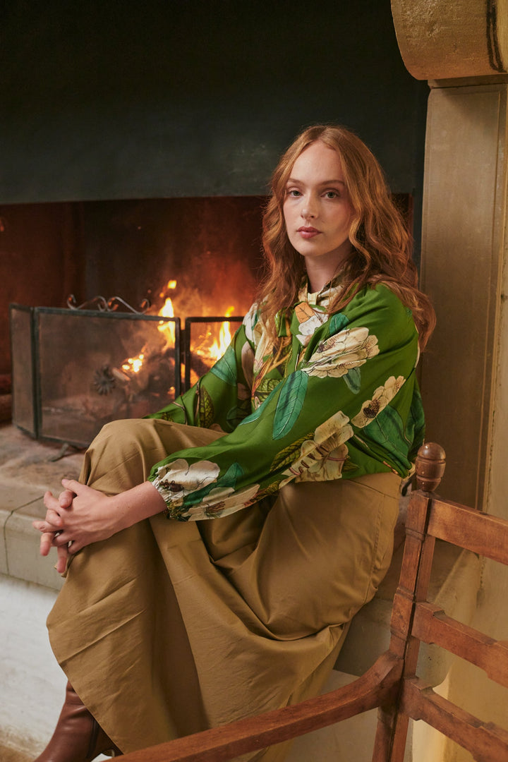 Rhodoleia Green Pussybow Blouse - One Hundred Stars