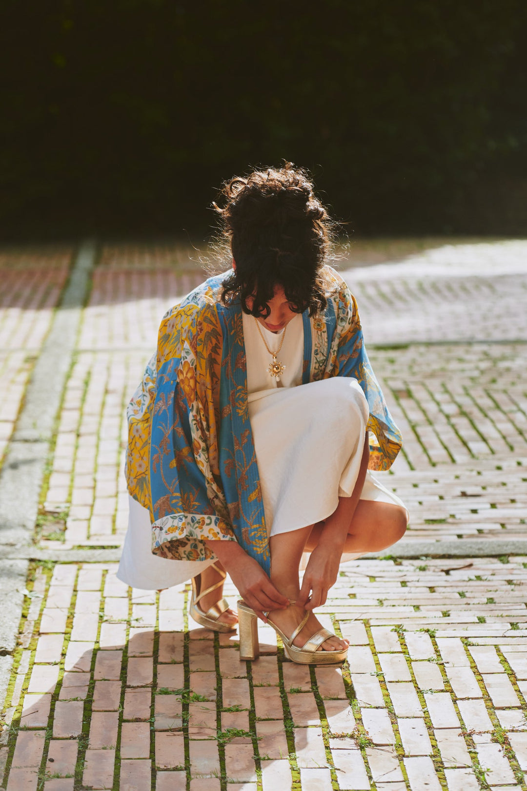 Ribbons Gold Kimono - One Hundred Stars