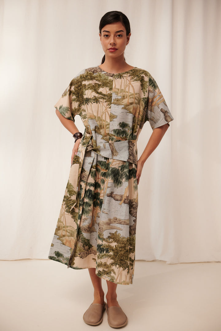 Rivers and Trees Natural Obi Dress - One Hundred Stars