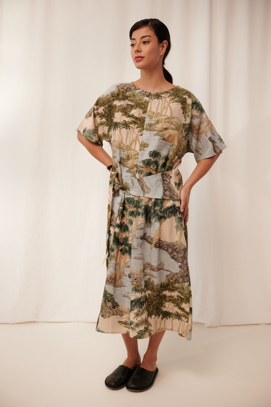 Rivers and Trees Natural Obi Dress - One Hundred Stars