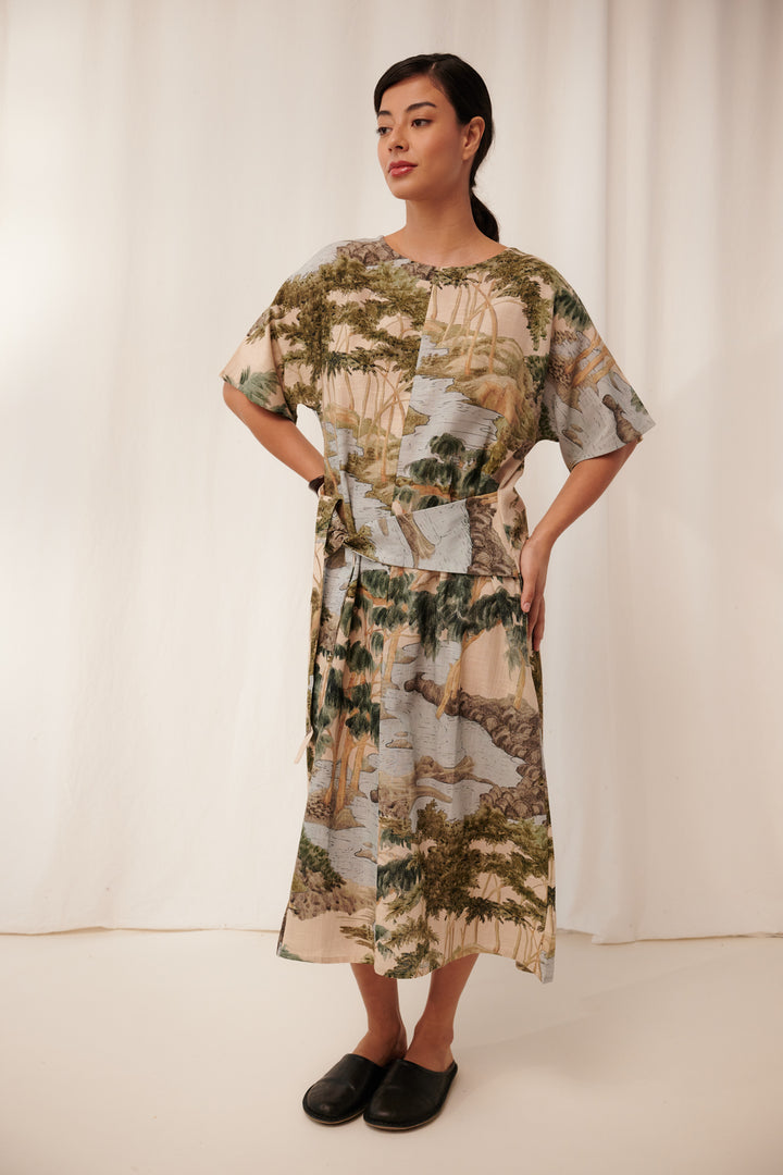 Rivers and Trees Natural Obi Dress - One Hundred Stars
