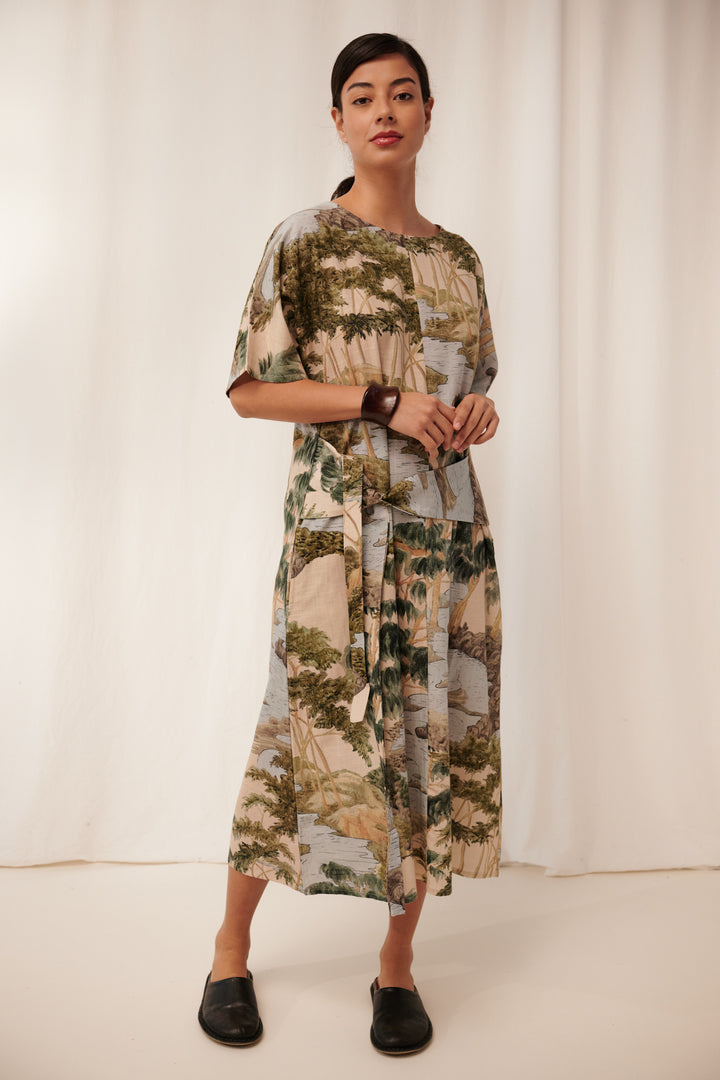 Rivers and Trees Natural Obi Dress - One Hundred Stars