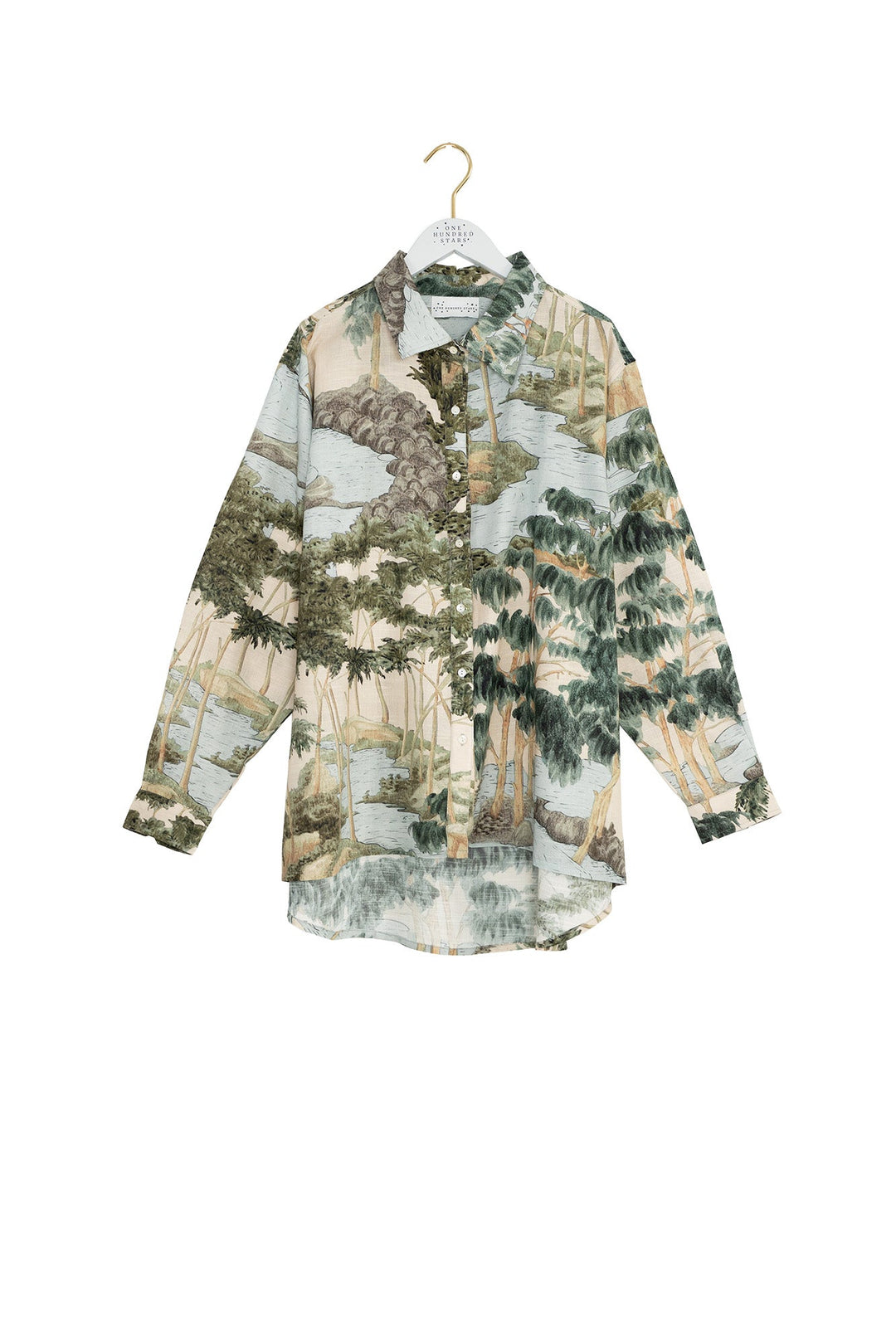 Rivers and Trees Natural Oversized Shirt - One Hundred Stars