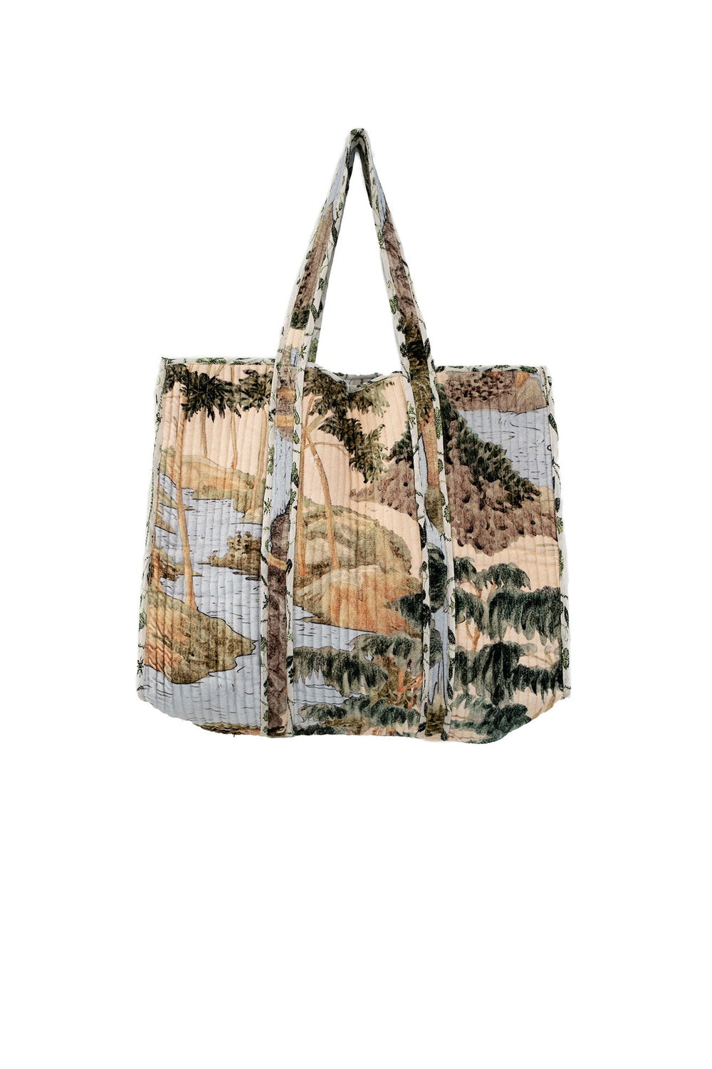 Rivers and Trees Large Velvet Tote Bag - One Hundred Stars