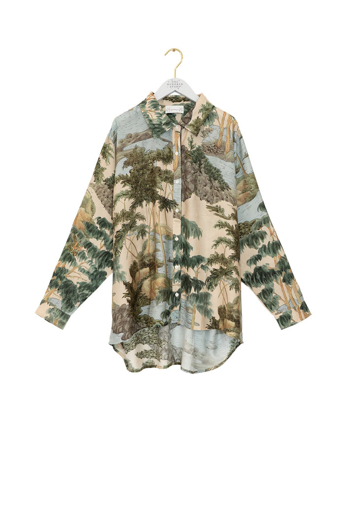 Rivers and Trees Natural Oversized Shirt - One Hundred Stars