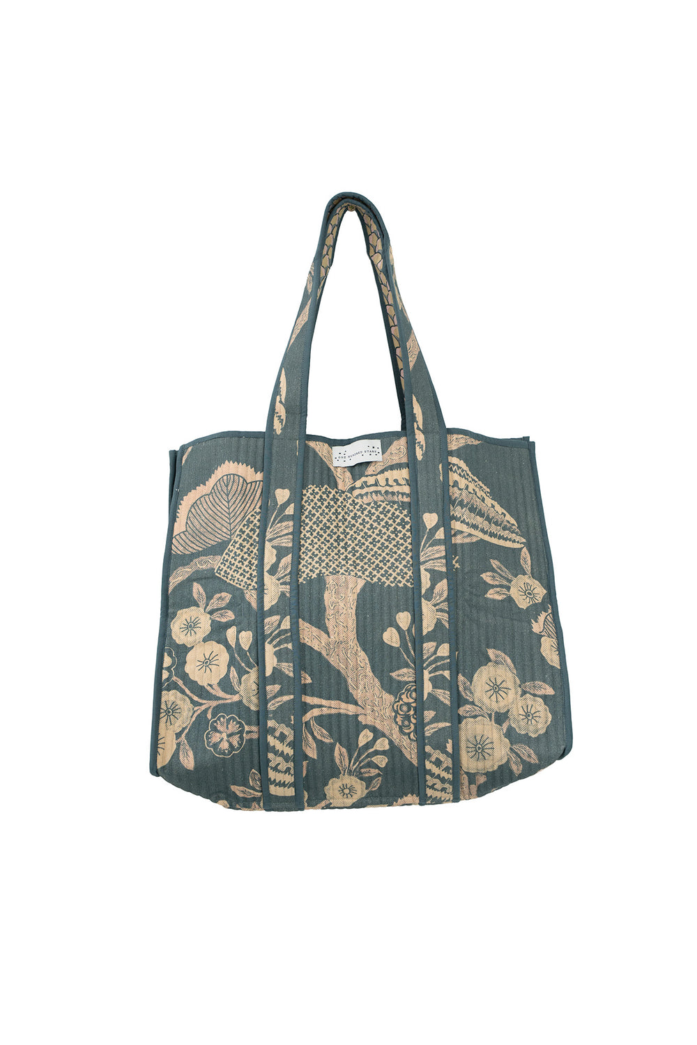 Rosa Blue Canvas Quilted Tote Bag - One Hundred Stars