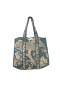 Rosa Blue Canvas Quilted Tote Bag