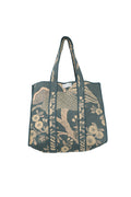 Rosa Blue Canvas Quilted Tote Bag