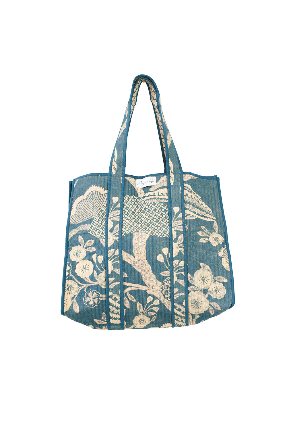 Rosa Blue Canvas Quilted Tote Bag - One Hundred Stars