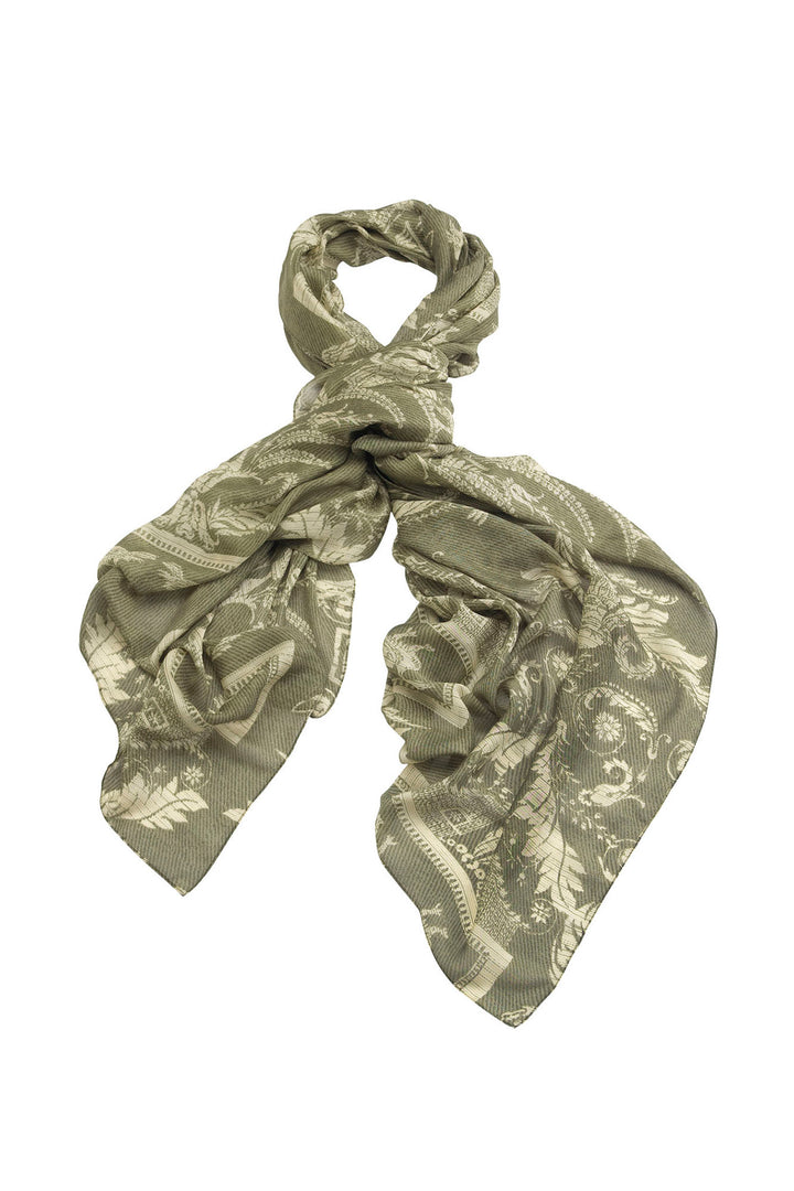 ladies scarf in sage green vintage damask print by One Hundred Stars