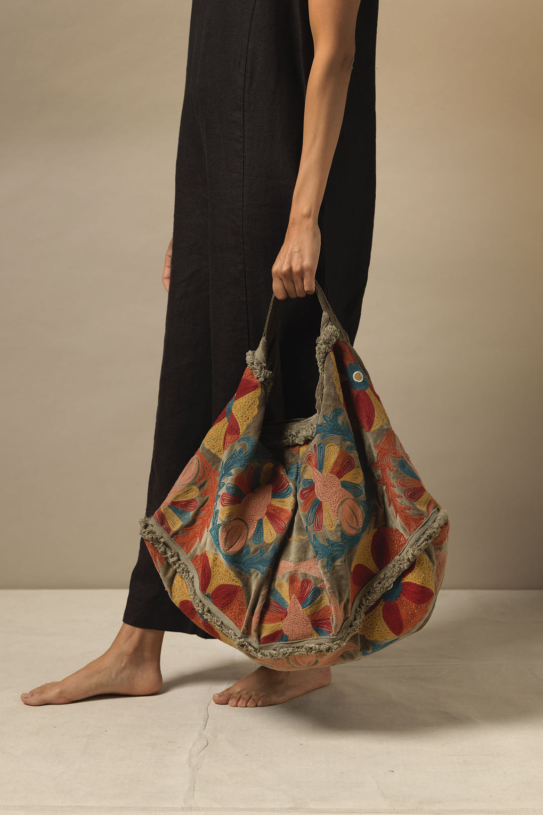 large velvet mink stone ladies handbag slouchy bag with embroidery
