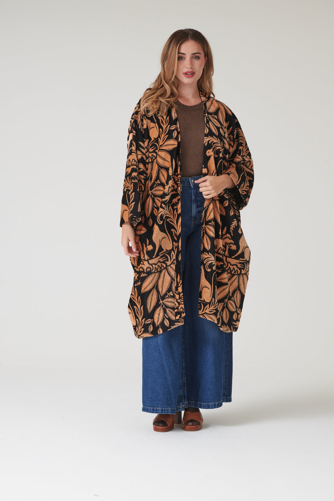 Sphinx Black Velvet Grande Kimono - One Hundred Stars
