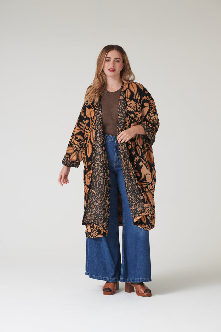 Sphinx Black Velvet Grande Kimono - One Hundred Stars