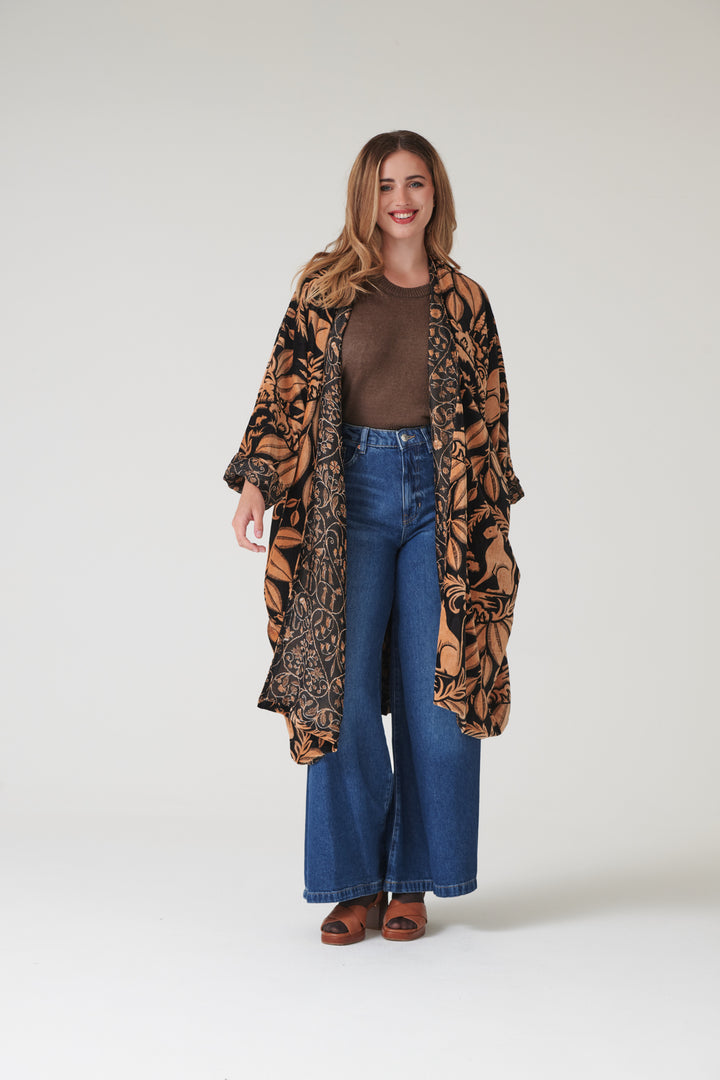 Sphinx Black Velvet Grande Kimono - One Hundred Stars