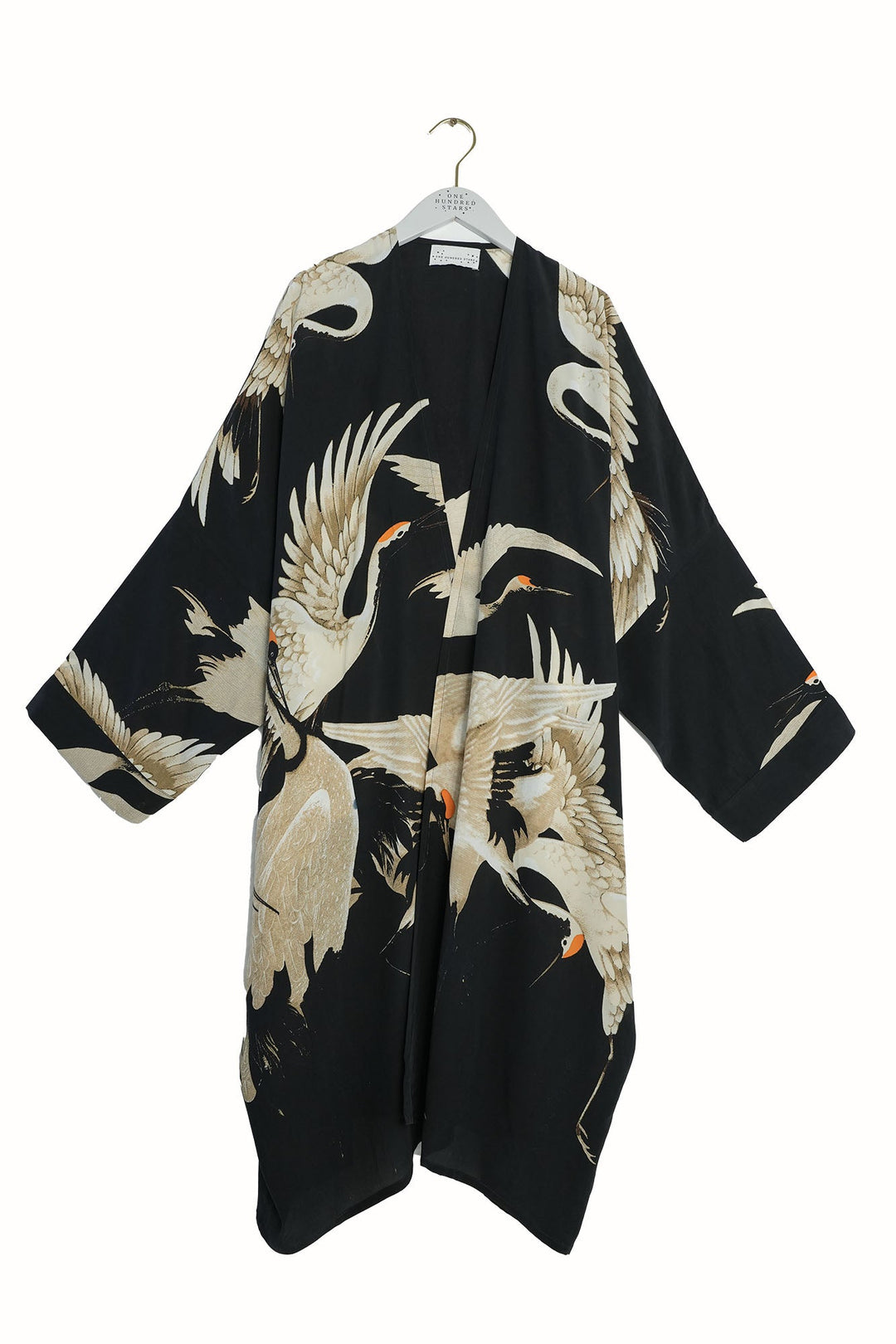 Stork Black Grande Kimono - One Hundred Stars