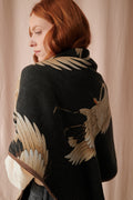 Stork Black Wool/Silk Square Scarf