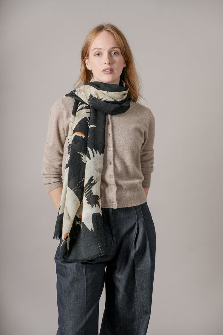 Stork Black Wool Scarf