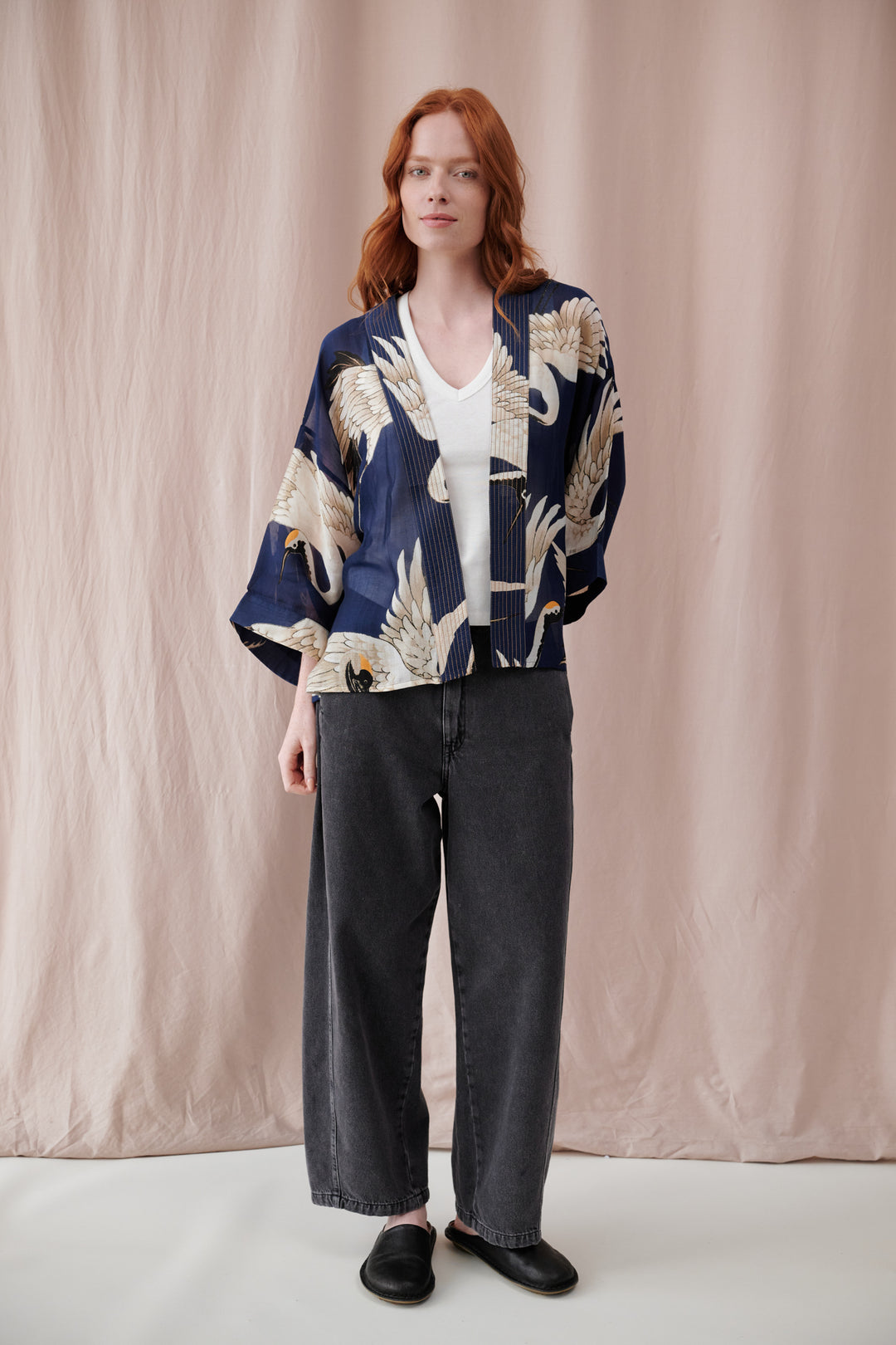 Stork Navy Kimono - One Hundred Stars