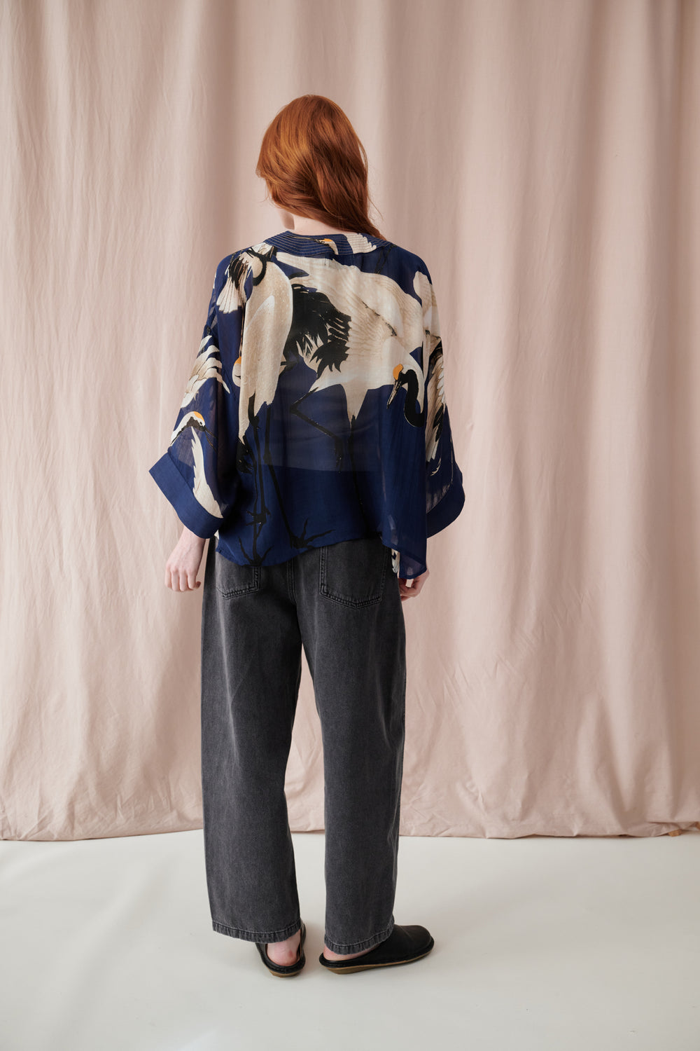 Stork Navy Kimono - One Hundred Stars
