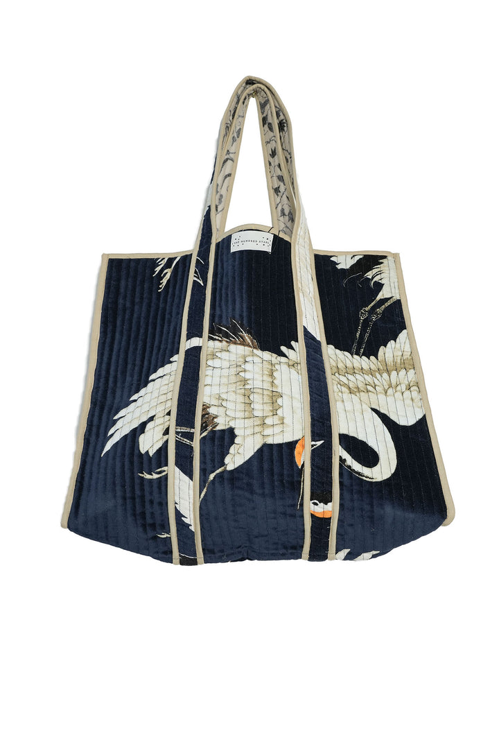 Stork Navy Velvet Tote Bag