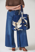 Stork Navy Velvet Tote Bag
