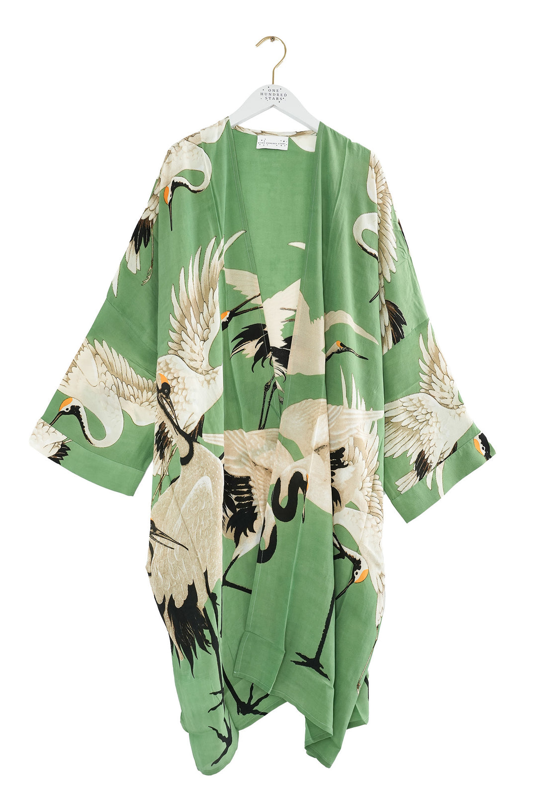 Stork Pea Green Grande Kimono - One Hundred Stars