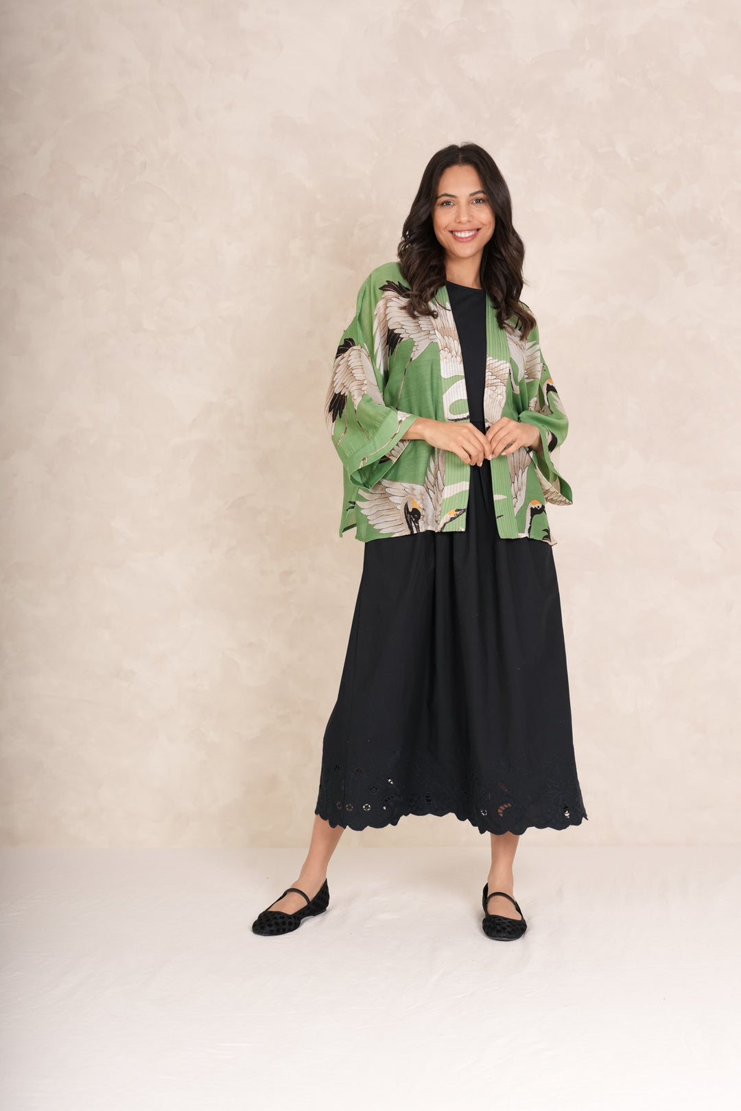 Stork Pea Green Kimono