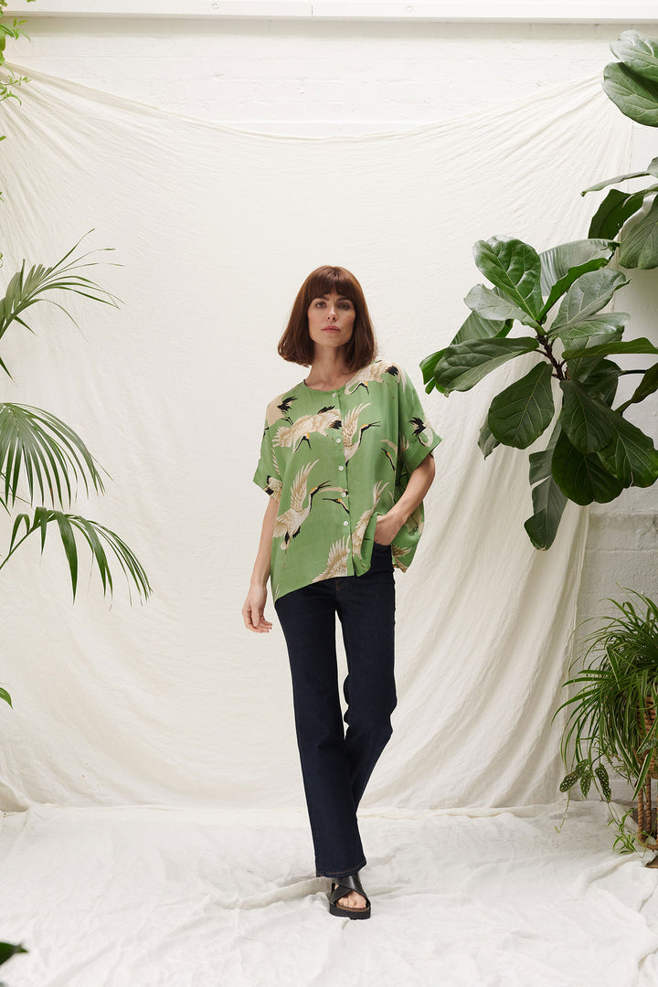 Stork Pea Green Tea Blouse