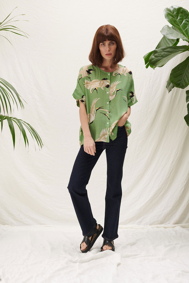 Stork Pea Green Tea Blouse