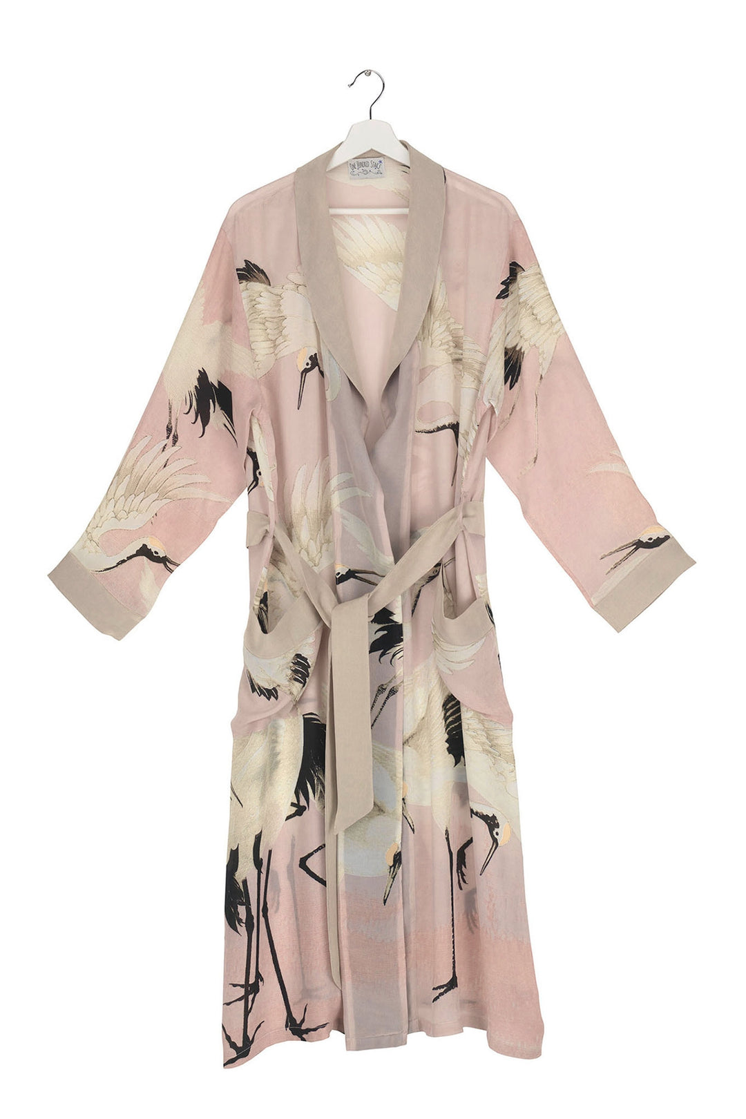 Womens dressing gown in pink stork print by one hundred stars