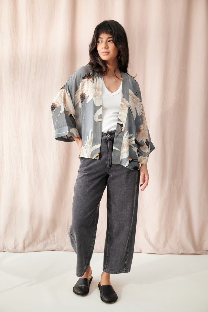 Stork Slate Kimono - One Hundred Stars