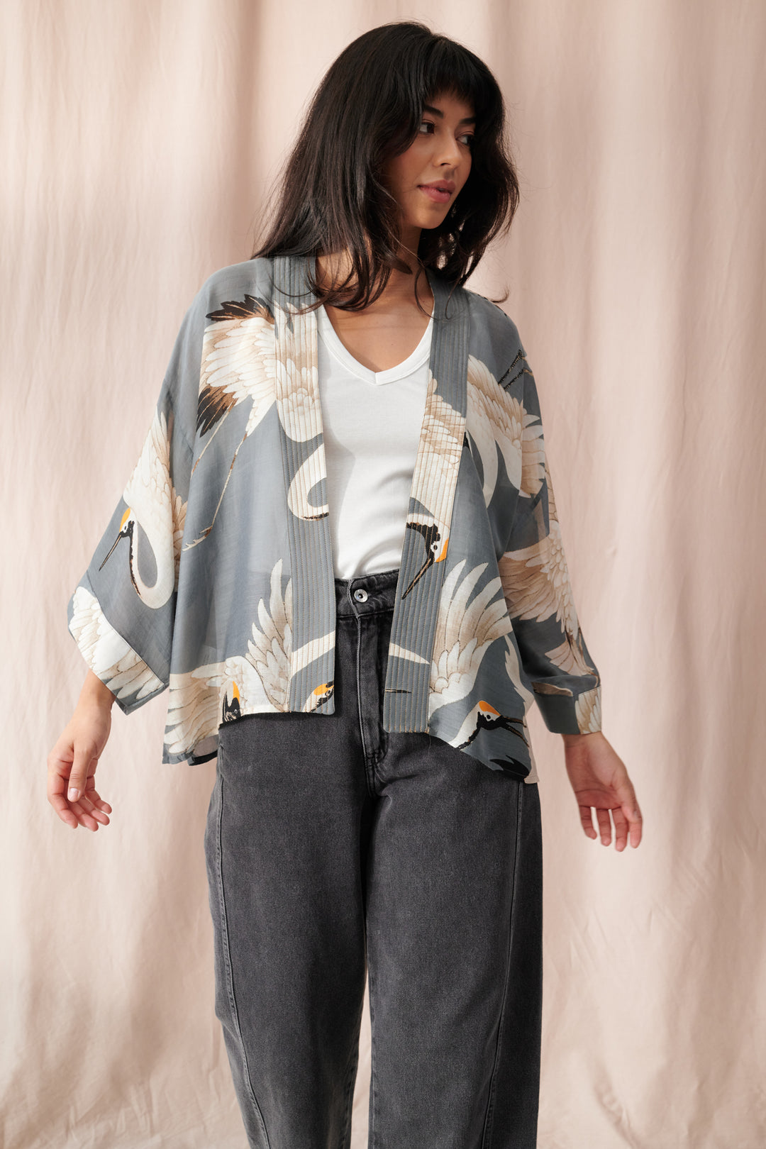Stork Slate Kimono - One Hundred Stars