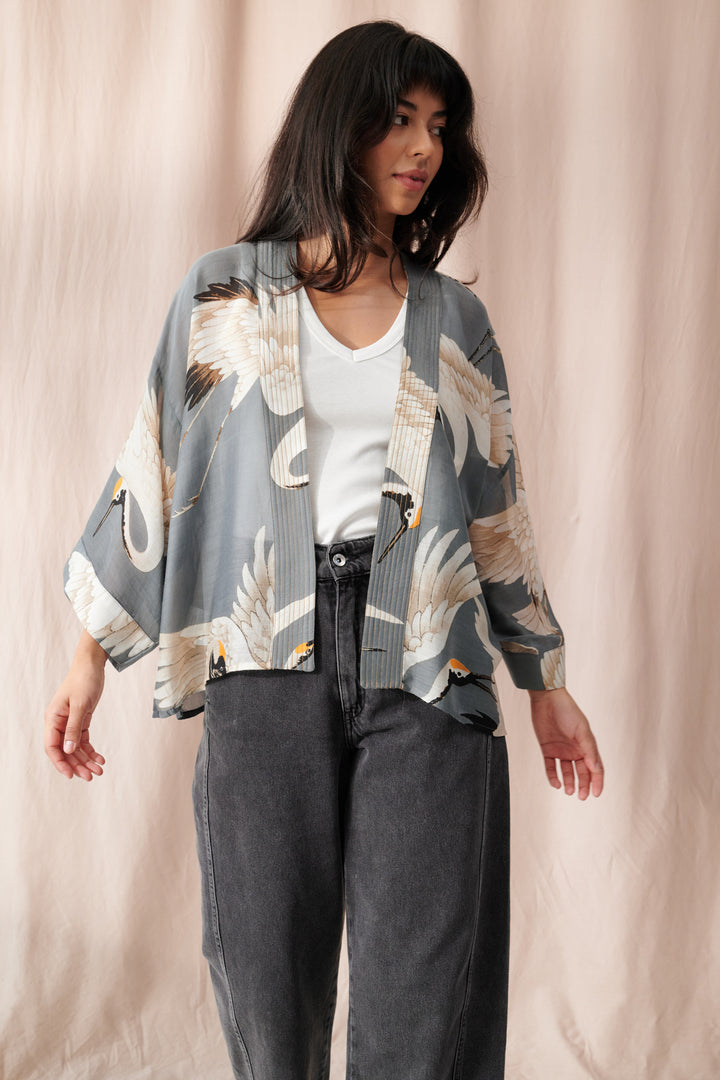 Stork Slate Kimono - One Hundred Stars