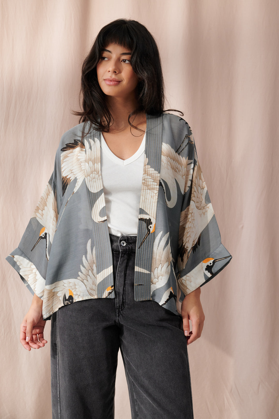 Stork Slate Kimono - One Hundred Stars