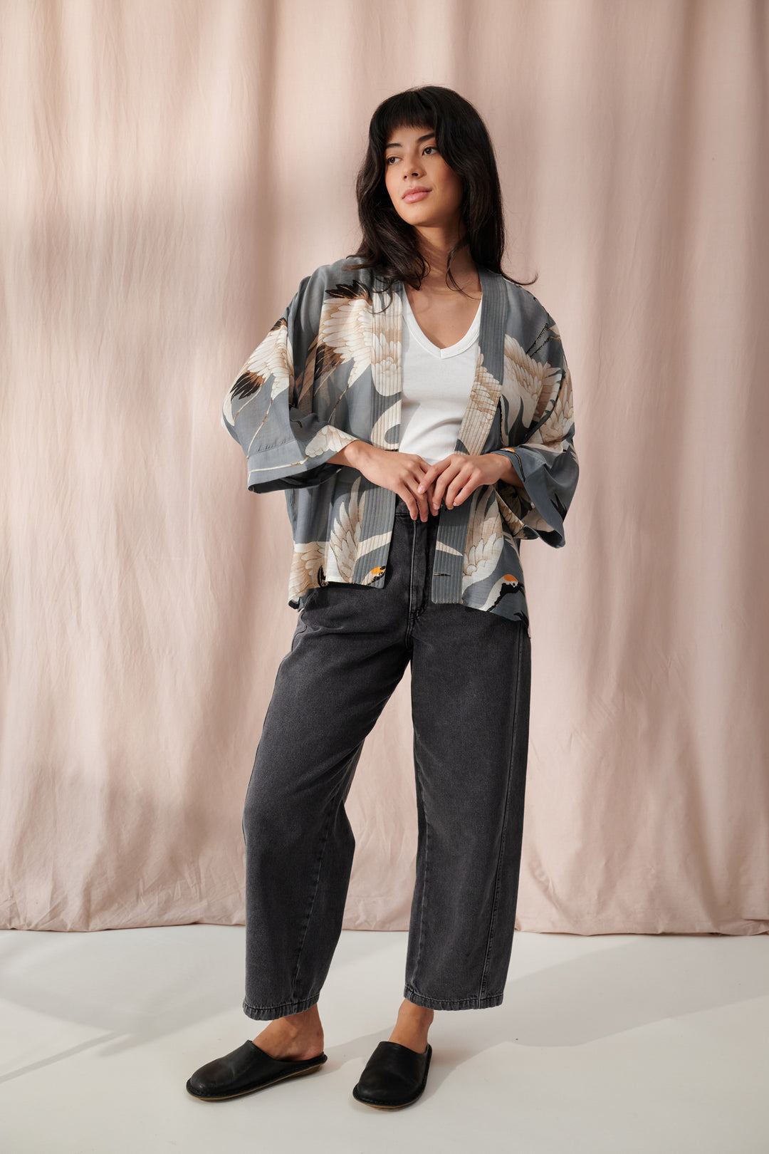 Stork Slate Kimono - One Hundred Stars