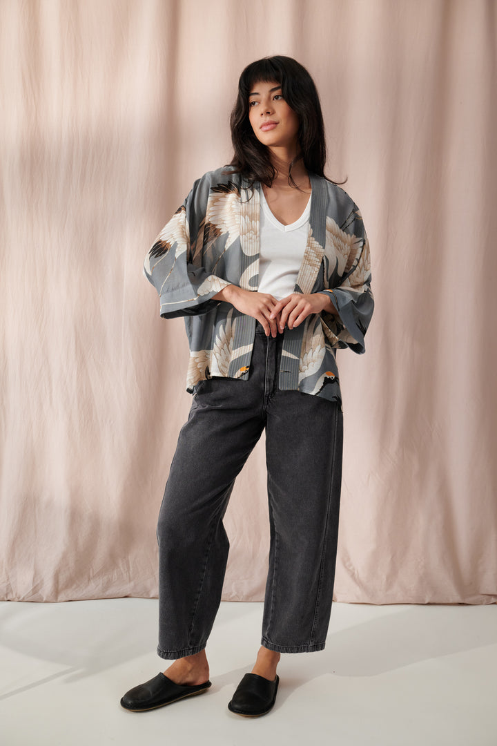 Stork Slate Kimono - One Hundred Stars