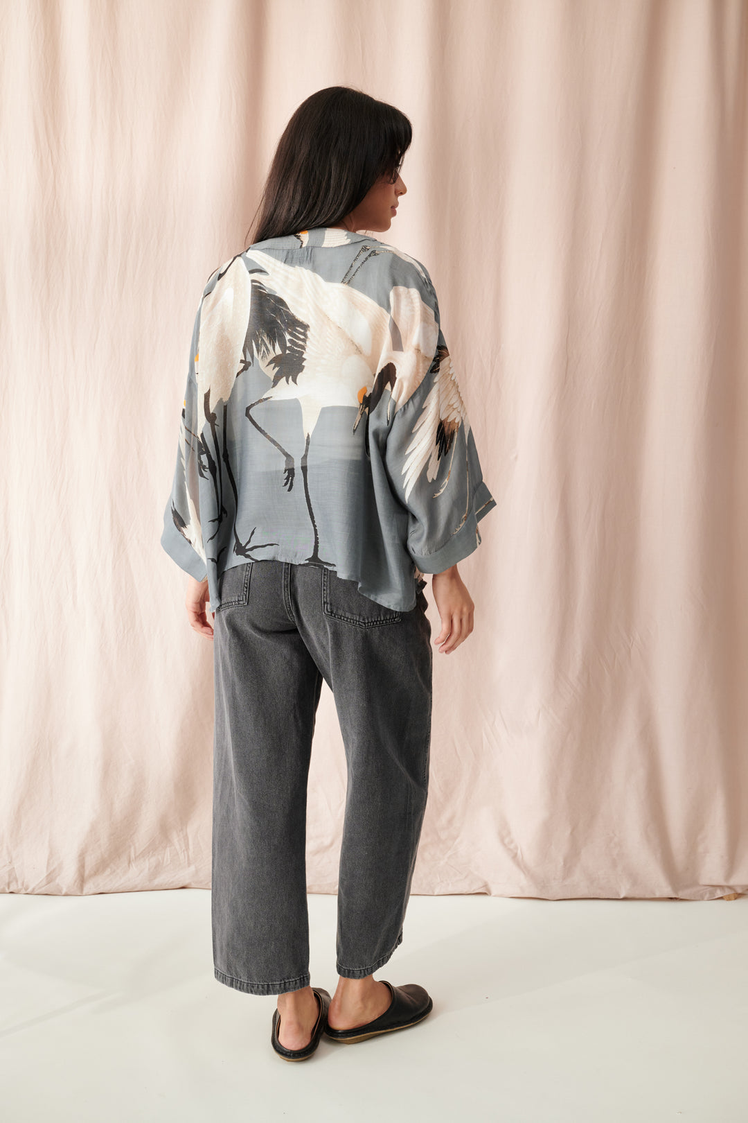 Stork Slate Kimono - One Hundred Stars