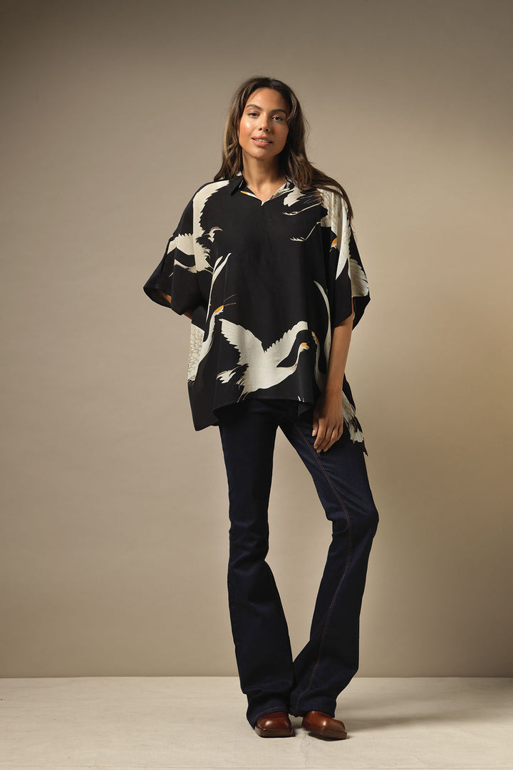 Stork Black Tunic Top