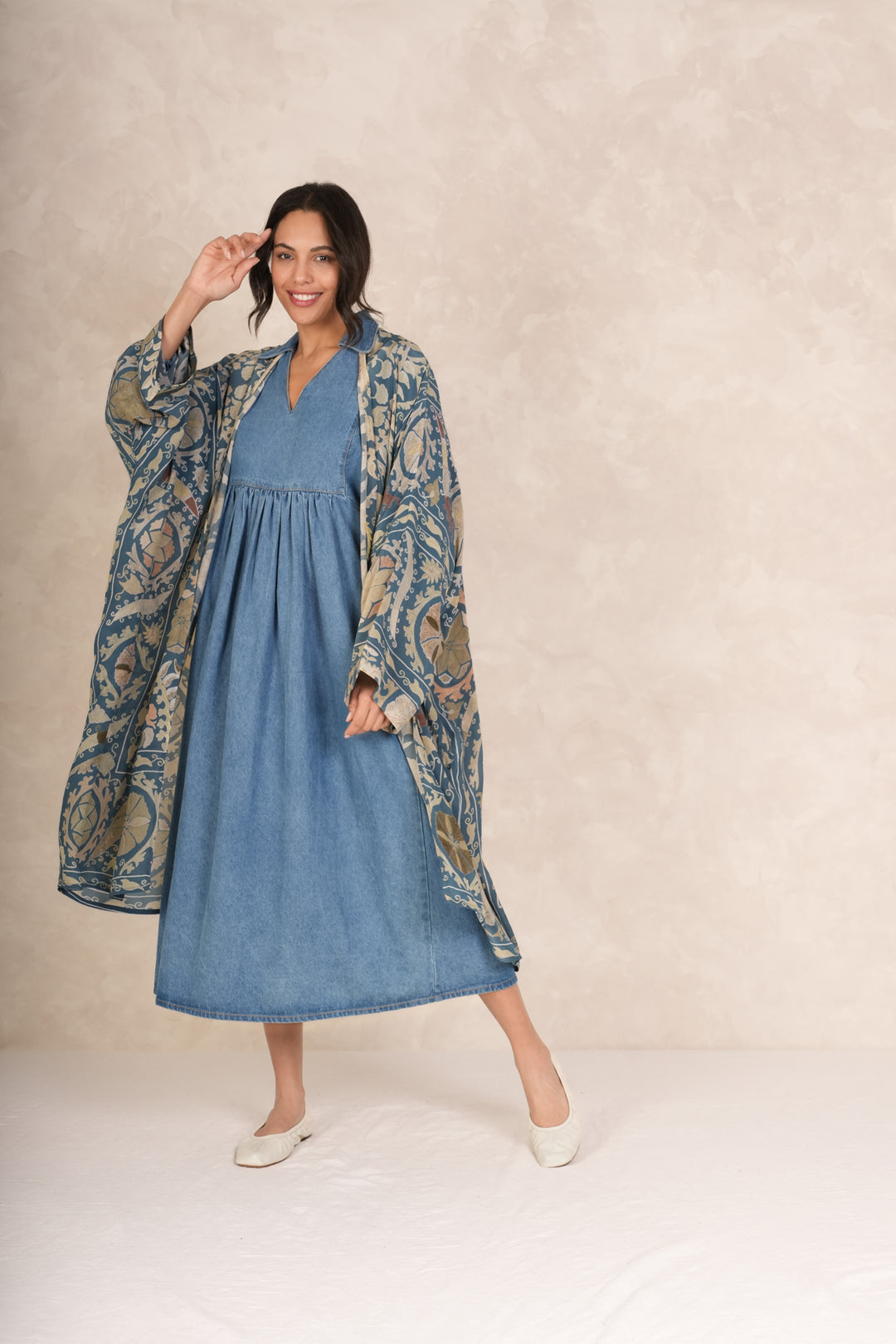 Susani Blue Grande Kimono - One Hundred Stars