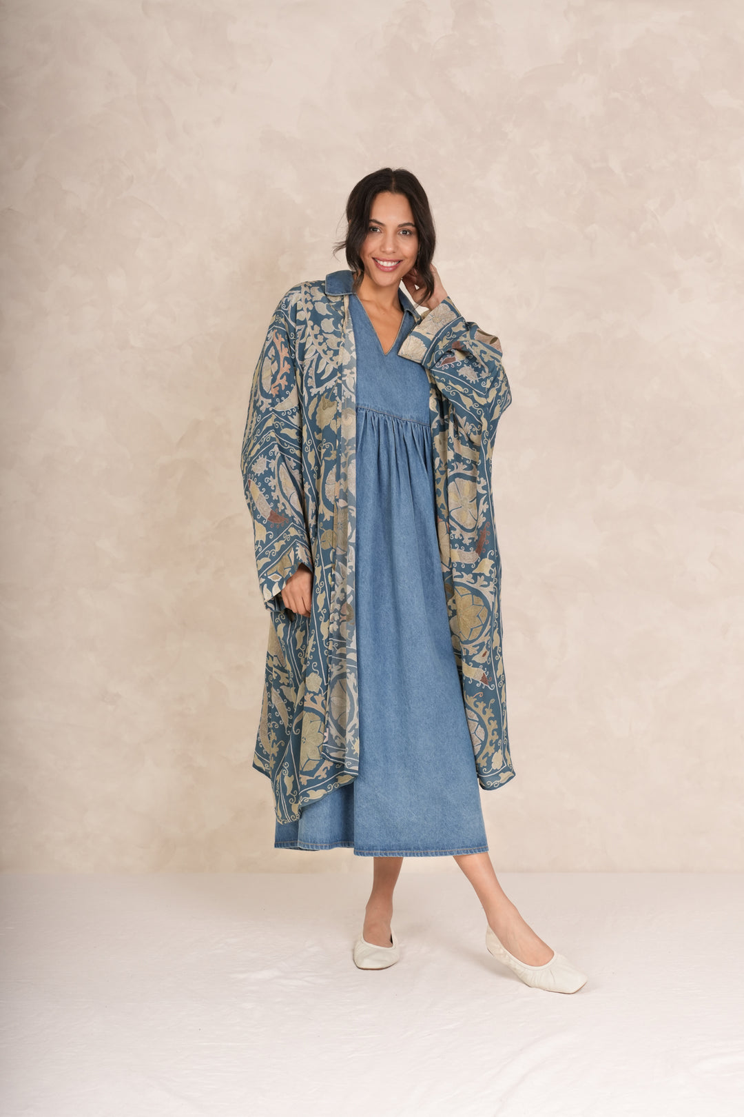 Susani Blue Grande Kimono - One Hundred Stars