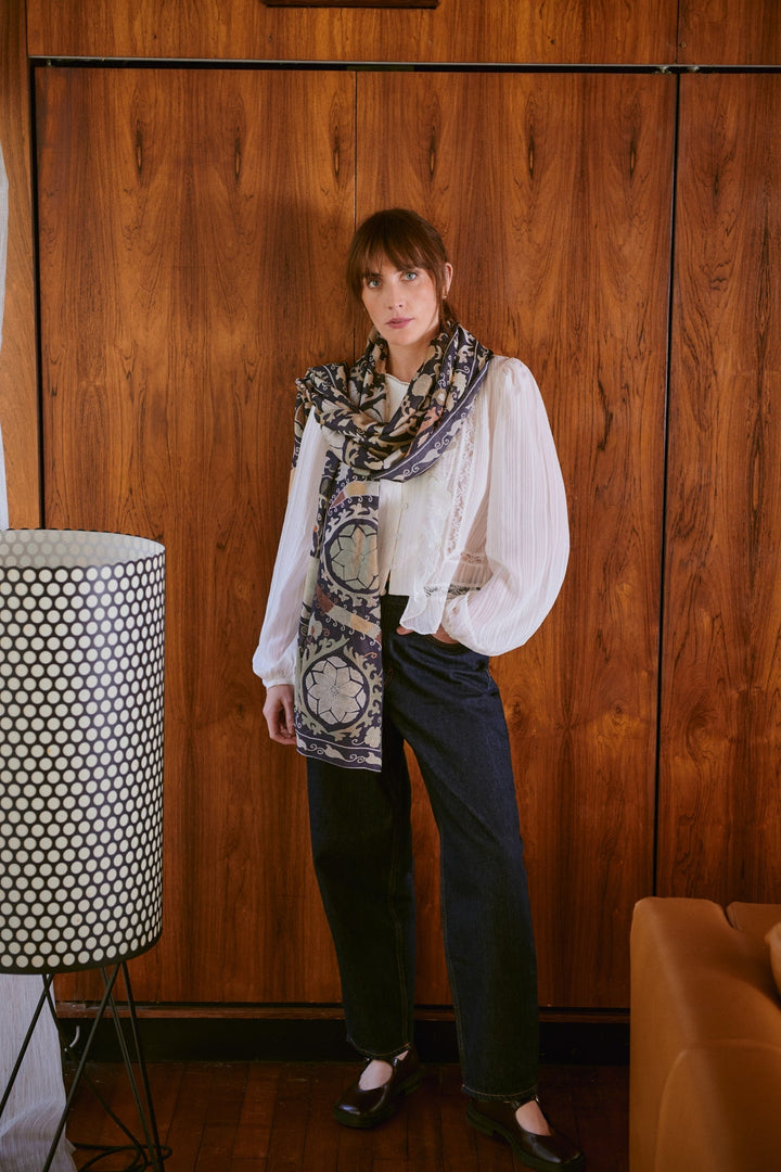 Susani Charcoal Scarf - One Hundred Stars