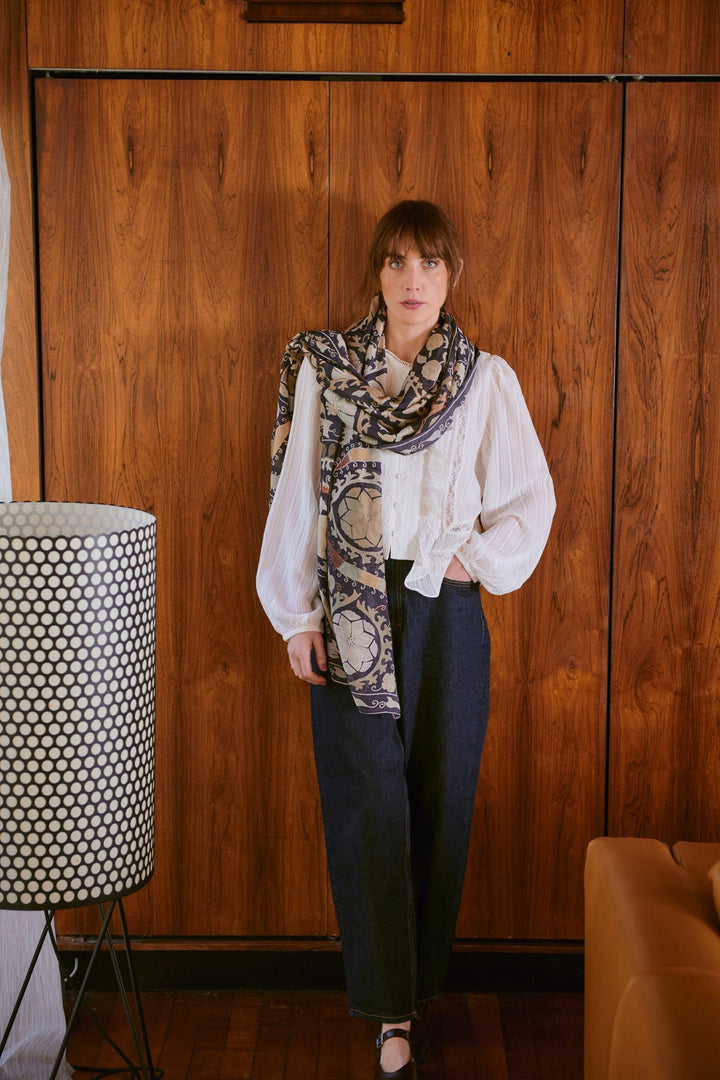 Susani Charcoal Scarf - One Hundred Stars