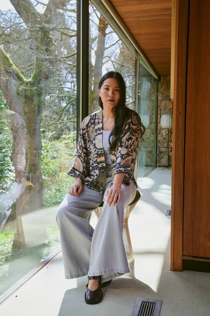 Susani Charcoal Kimono - One Hundred Stars