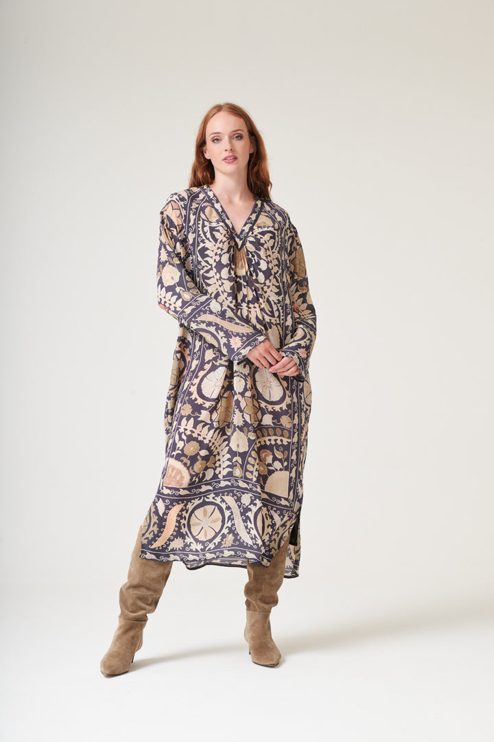 Susani Charcoal Crepe Midi Dress - One Hundred Stars