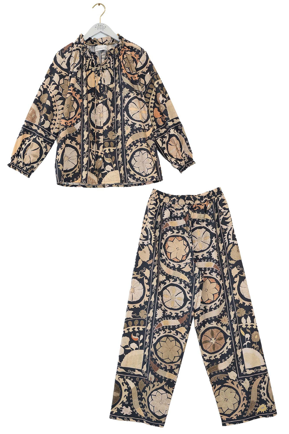 Susani Charcoal Poplin Pyjama Set - One Hundred Stars