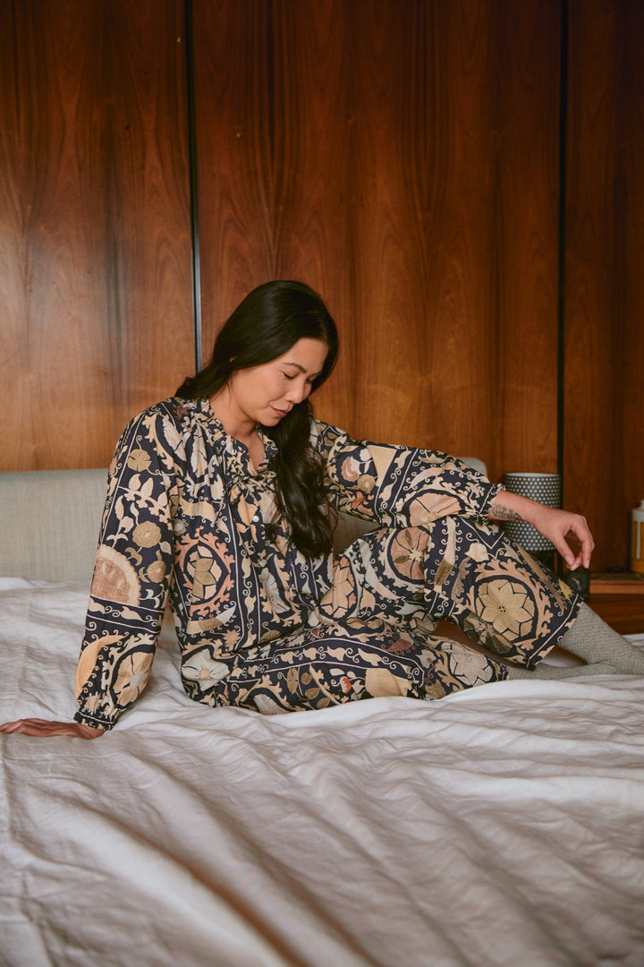 Susani Charcoal Poplin Pyjama Set - One Hundred Stars