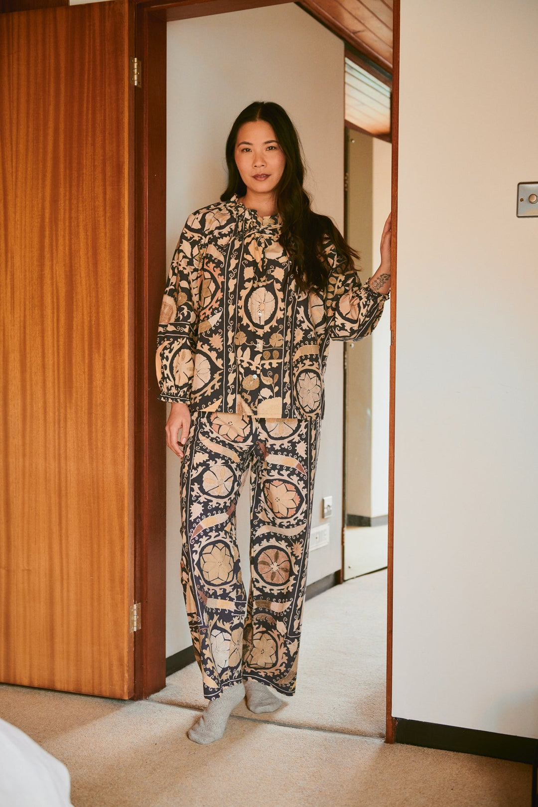 Susani Charcoal Poplin Pyjama Set - One Hundred Stars