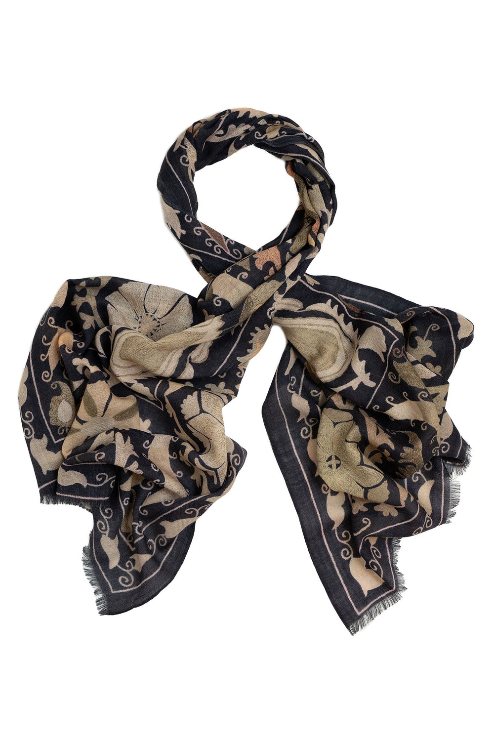 Susani Charcoal Wool Scarf - One Hundred Stars